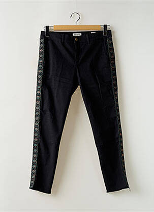 Pantalon chino broderie galons latéraux taille normale noir HAPPY femme