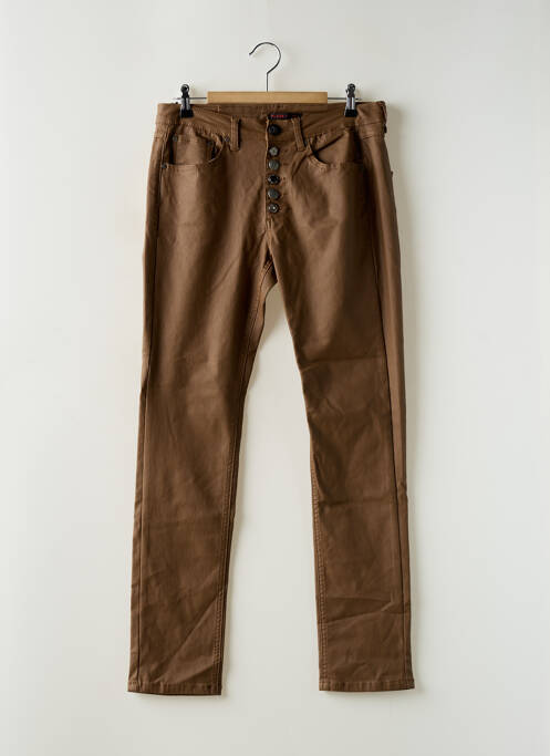 Pantalon slim marron PLACE DU JOUR pour femme