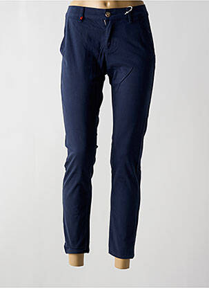 Pantalon chino tissage popeline taille normale bleu F.A.M. femme