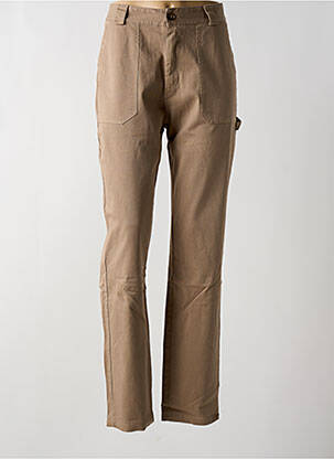 Pantalon droit tissage crêpe taille haute marron #OOTD femme