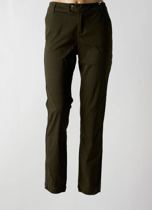 Pantalon chino broderie galons latéraux taille normale vert fonce LES P'TITES BOMBES femme