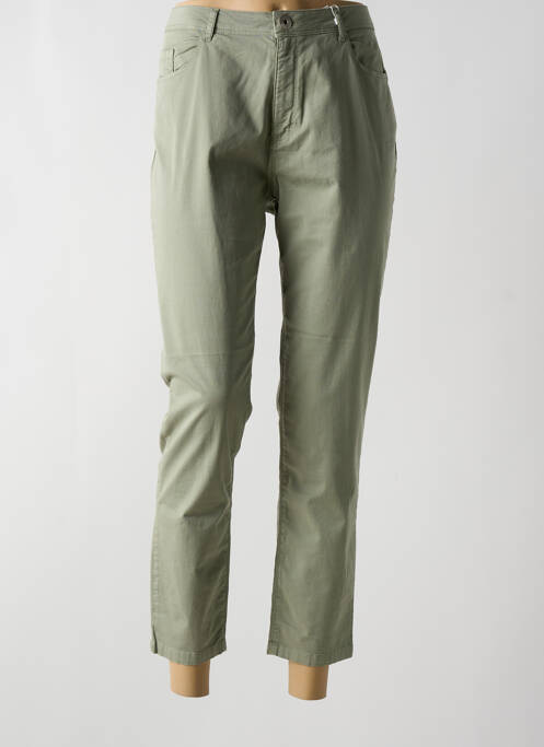 Pantalon 7/8 tissage popeline taille normale vert TBS femme