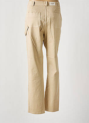 Pantalon droit tissage crêpe taille haute beige #OOTD femme