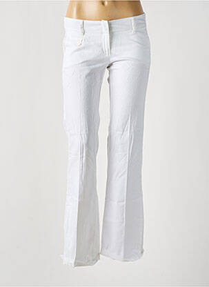 Pantalon flare fermeture zippée sous rabat avec crochet taille basse blanc LES P'TITES BOMBES femme