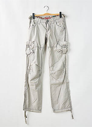 Pantalon cargo tissage popeline taille basse gris KAPORAL femme