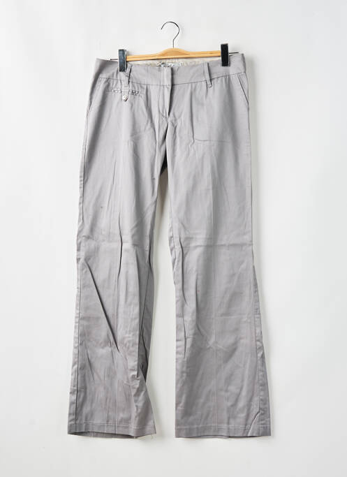 Pantalon flare fermeture zippée sous rabat avec crochet taille basse gris LES P'TITES BOMBES femme