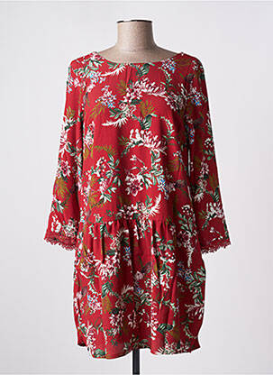 Robe courte coupe fluide manches longues rouge LILI & LALA femme