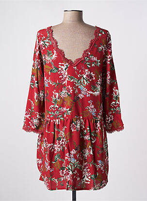 Robe courte coupe fluide manches longues rouge LILI & LALA femme