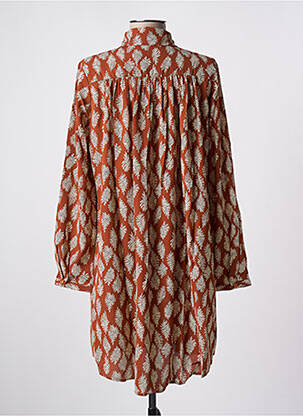 Robe courte coupe évasée manches longues marron EMMA & ELLA femme