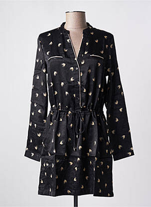 Robe courte coupe évasée manches longues noir CHARLISE femme