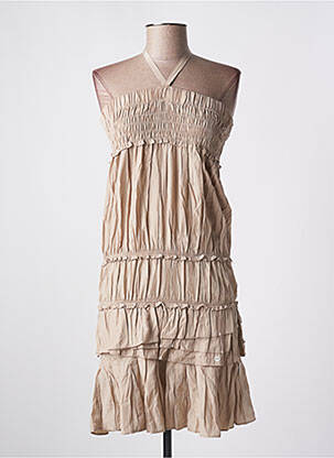 Robe courte coupe évasée fines bretelles beige LPB femme