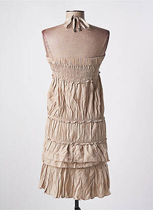 Robe courte coupe évasée fines bretelles beige LPB femme