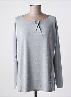 Pull coupe droite manches longues gris TRICOTONIC femme