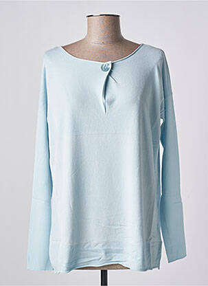 Pull coupe droite manches longues bleu TRICOTONIC femme