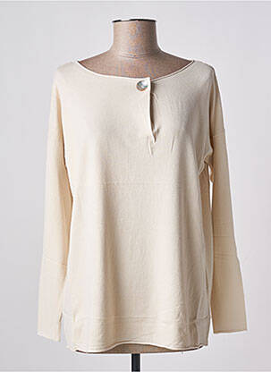 Pull col bateau manches longues beige clair TRICOTONIC femme