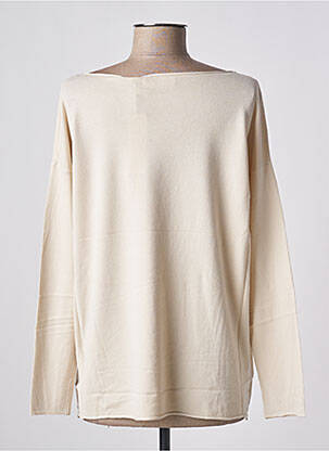 Pull coupe droite manches longues beige clair TRICOTONIC femme