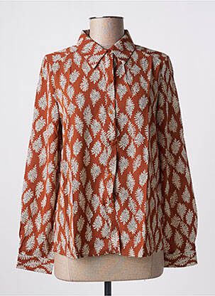 Chemisier imprimé fantaisie manches longues marron NOEMIE & CO femme