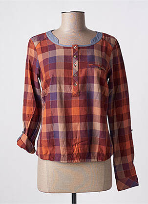 Blouse tissage popeline manches longues marron MEXX femme