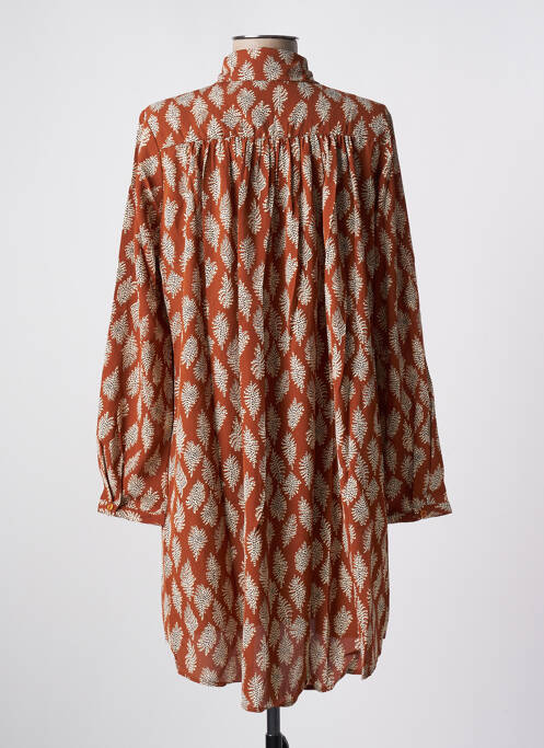 Robe courte coupe évasée manches longues marron EMMA & ELLA femme