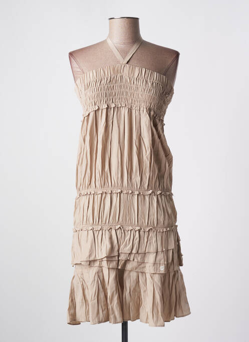 Robe courte coupe évasée fines bretelles beige LPB femme