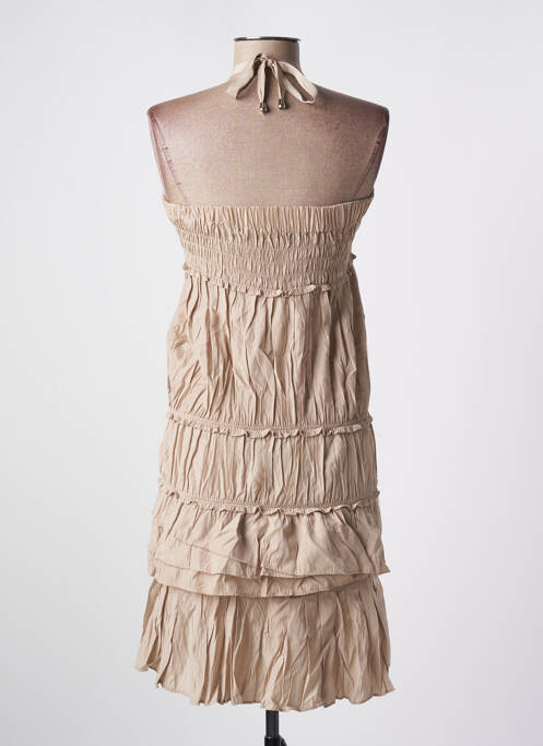 Robe courte coupe évasée fines bretelles beige LPB femme