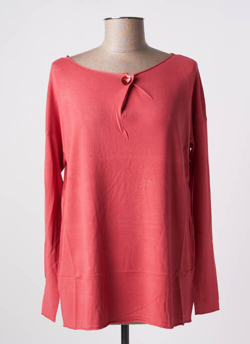 Pull col bateau manches longues rouge TRICOTONIC femme