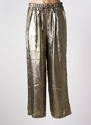 Pantalon large coupe fluide taille normale or CHARMING GIRL BY SILIA femme