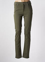 Pantalon slim tissage popeline taille haute vert CIMARRON femme