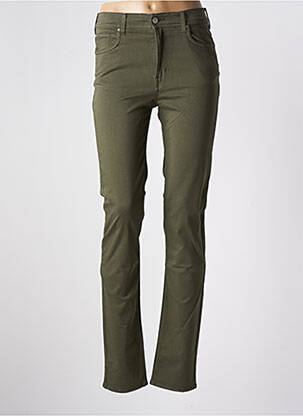 Pantalon slim tissage popeline taille haute vert CIMARRON femme