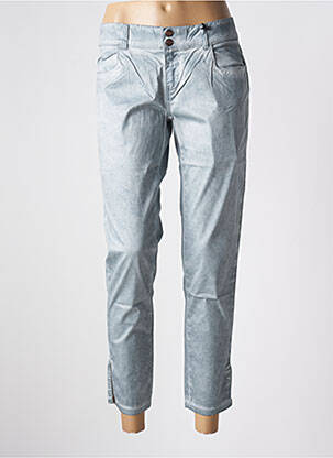 Pantalon 7/8 tissage popeline taille basse bleu FIVE PM femme