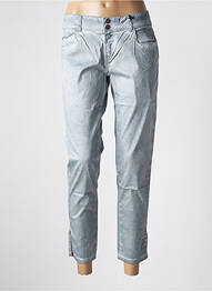 Pantalon 7/8 tissage popeline taille basse bleu FIVE PM femme