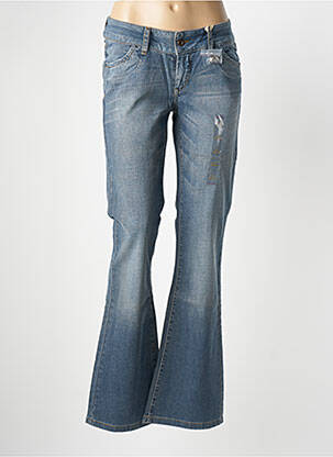 Jean coupe flare effet usé délavé taille basse bleu VERO MODA femme