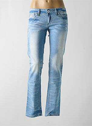 Jeans coupe droite stretch taille basse bleu NEWPLAY femme