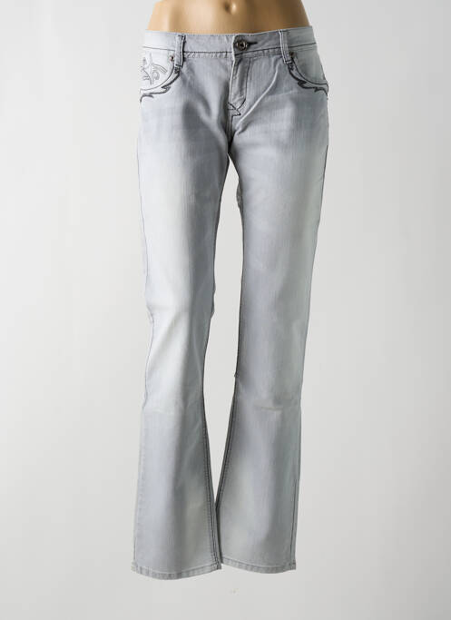 Jeans coupe droite stretch taille basse gris ONADO femme
