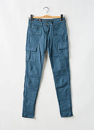 Pantalon large fermeture zippée sous rabat boutonné taille normale bleu CIMARRON femme