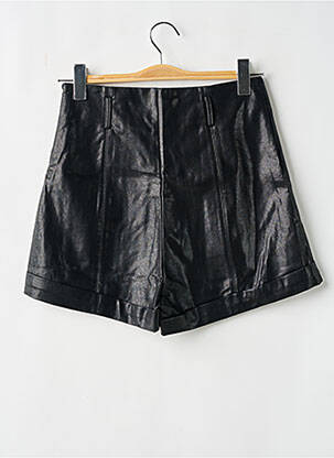 Short tissage simili-cuir taille haute noir ELLI WHITE femme