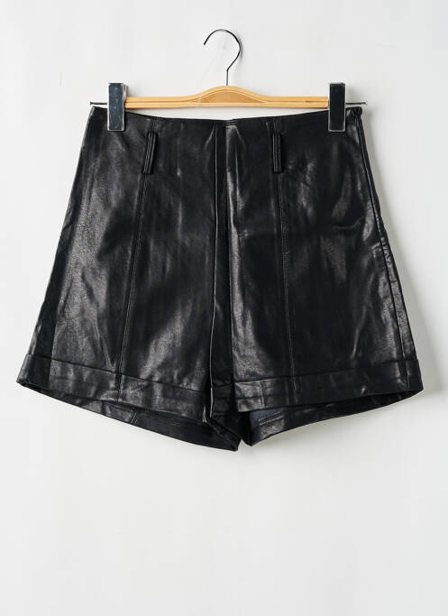 Short tissage simili-cuir taille haute noir ELLI WHITE femme