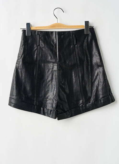Short tissage simili-cuir taille haute noir ELLI WHITE femme