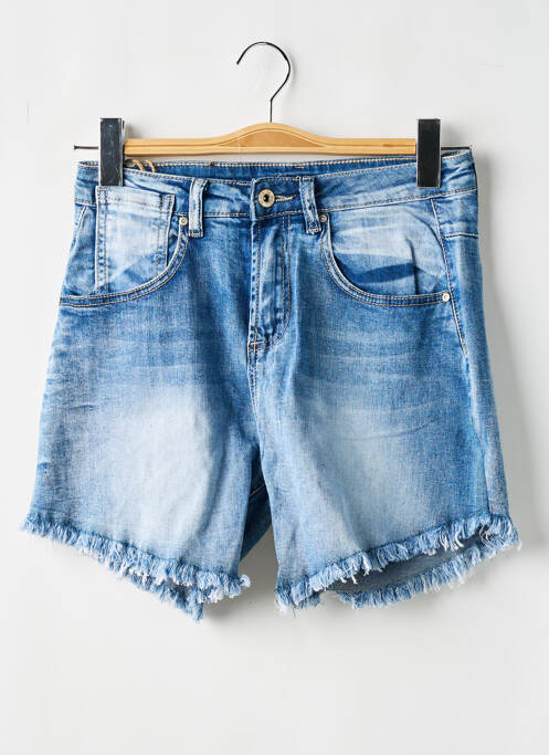 Short fermeture zippée sous rabat boutonné taille normale bleu PLACE DU JOUR femme