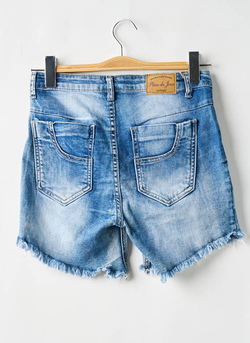 Short fermeture zippée sous rabat boutonné taille normale bleu PLACE DU JOUR femme