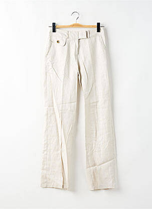 Pantalon droit fermeture zippée sous rabat boutonné taille normale beige LPB femme