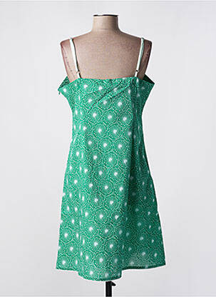 Robe mi-longue imprimé fantaisie fines bretelles vert LALITA femme