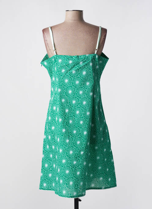 Robe mi-longue imprimé fantaisie fines bretelles vert LALITA femme