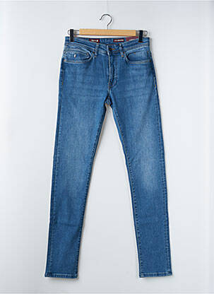 Jeans coupe droite fermeture zippée sous rabat boutonné bleu MCS homme