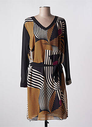 Robe mi-longue manches longues manches longues noir QUATTRO femme