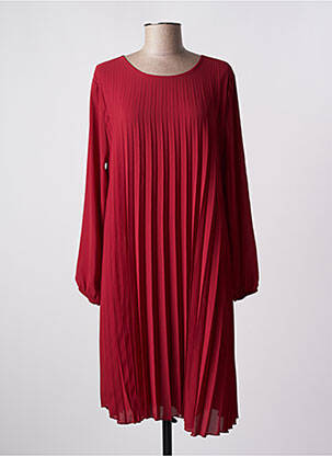 Robe mi-longue coupe fluide manches longues rouge QUATTRO femme