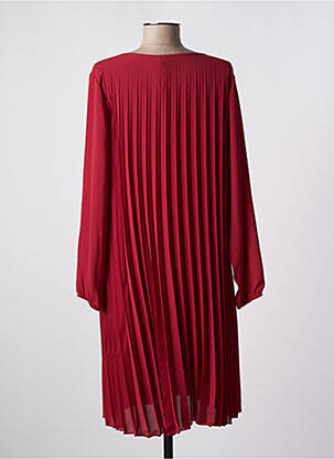 Robe mi-longue coupe fluide manches longues rouge QUATTRO femme