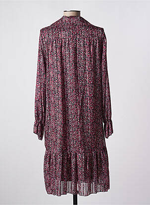 Robe mi-longue imprimé fleurs manches longues rose QUATTRO femme