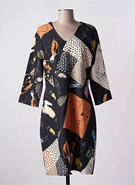 Robe mi-longue manches 3/4 manches 3/4 noir QUATTRO femme