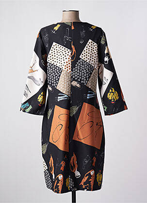 Robe mi-longue manches 3/4 manches 3/4 noir QUATTRO femme